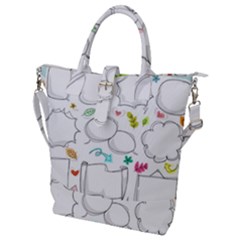 Set Chalk Out Chitchat Scribble Buckle Top Tote Bag