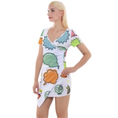 Set Collection Balloon Image Short Sleeve Asymmetric Mini Dress by Pakrebo