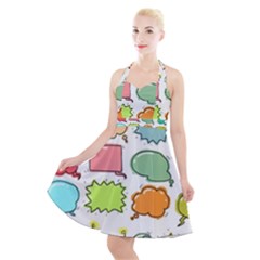 Set Collection Balloon Image Halter Party Swing Dress  by Pakrebo