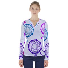 Dreamcatcher Dream Catcher Pattern V-neck Long Sleeve Top by Pakrebo