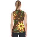 Floral Hearts Brown Green Retro Mock Neck Shell Top View2