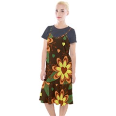 Floral Hearts Brown Green Retro Camis Fishtail Dress