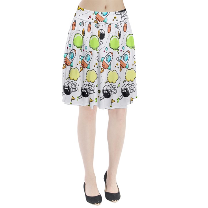 Sketch Cartoon Space Set Pleated Skirt