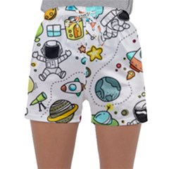 Sketch Cartoon Space Set Sleepwear Shorts by Pakrebo