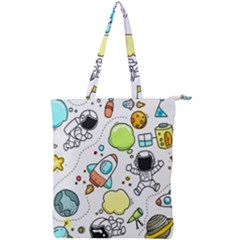 Sketch Cartoon Space Set Double Zip Up Tote Bag