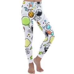 Sketch Cartoon Space Set Kids  Lightweight Velour Classic Yoga Leggings