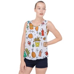 Cute Sketch Set Child Fun Funny Bubble Hem Chiffon Tank Top