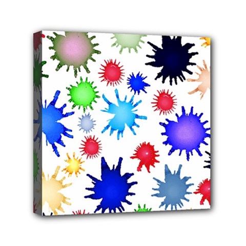 Inks Drops Black Colorful Paint Mini Canvas 6  X 6  (stretched)