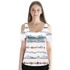 Decoration Element Style Pattern Butterfly Sleeve Cutout Tee 