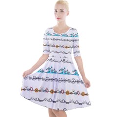 Decoration Element Style Pattern Quarter Sleeve A-line Dress by Pakrebo