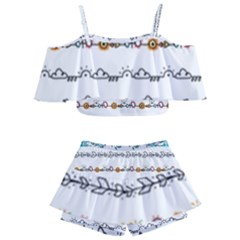 Decoration Element Style Pattern Kids  Off Shoulder Skirt Bikini by Pakrebo