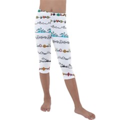 Decoration Element Style Pattern Kids  Lightweight Velour Capri Leggings 