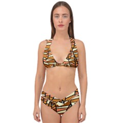 Autumn Leaf Mosaic Seamless Double Strap Halter Bikini Set by Pakrebo