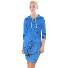 Pattern Background Abstract Quarter Sleeve Hood Bodycon Dress