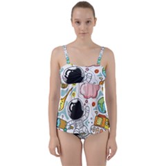 Sketch Cute Child Funny Twist Front Tankini Set by Pakrebo