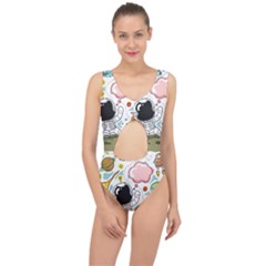 Sketch Cute Child Funny Center Cut Out Swimsuit by Pakrebo