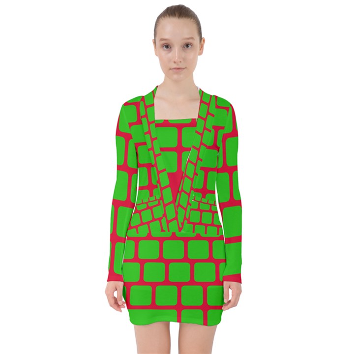 Keyboard Keys Computer Input Pc V-neck Bodycon Long Sleeve Dress