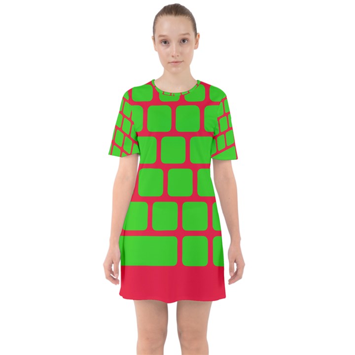 Keyboard Keys Computer Input Pc Sixties Short Sleeve Mini Dress