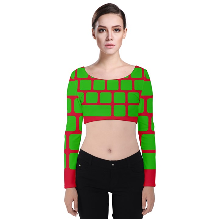 Keyboard Keys Computer Input Pc Velvet Long Sleeve Crop Top