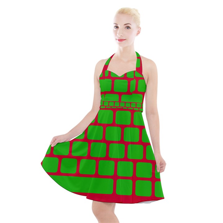 Keyboard Keys Computer Input Pc Halter Party Swing Dress 