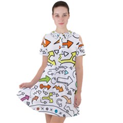 Desktop Pattern Art Graphic Design Short Sleeve Shoulder Cut Out Dress 