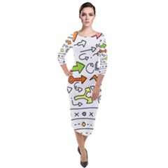 Desktop Pattern Art Graphic Design Quarter Sleeve Midi Velour Bodycon Dress