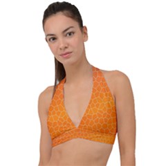 Orange Mosaic Structure Background Halter Plunge Bikini Top