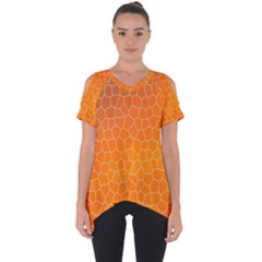 Orange Mosaic Structure Background Cut Out Side Drop Tee by Pakrebo