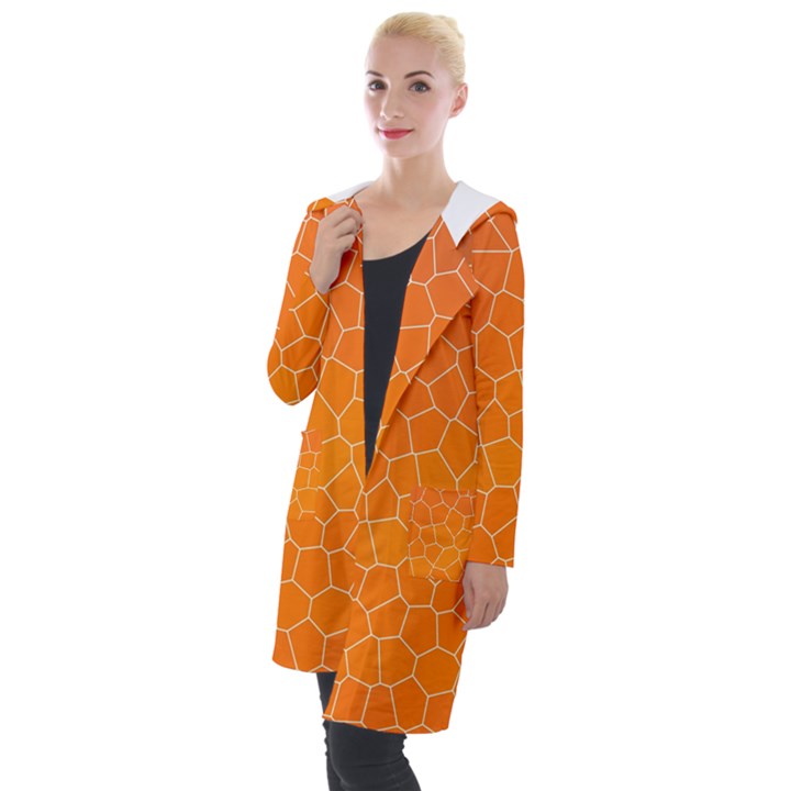 Orange Mosaic Structure Background Hooded Pocket Cardigan