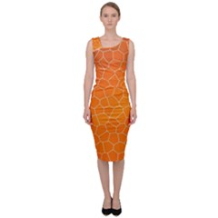 Orange Mosaic Structure Background Sleeveless Pencil Dress by Pakrebo