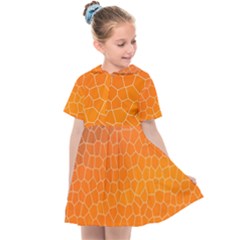 Orange Mosaic Structure Background Kids  Sailor Dress by Pakrebo