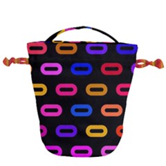 Pattern Background Structure Black Drawstring Bucket Bag