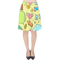 Cute Sketch Child Graphic Funny Velvet High Waist Skirt by Pakrebo