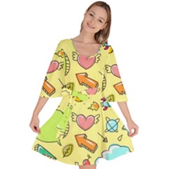 Cute Sketch Child Graphic Funny Velour Kimono Dress