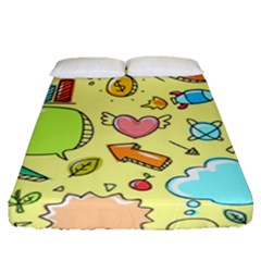 Cute Sketch Child Graphic Funny Fitted Sheet (queen Size) by Pakrebo