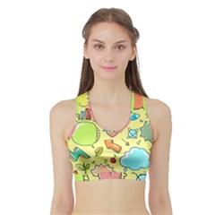 Cute Sketch Child Graphic Funny Sports Bra With Border by Pakrebo