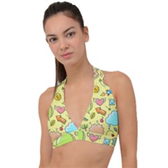 Cute Sketch Child Graphic Funny Halter Plunge Bikini Top by Pakrebo