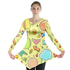 Cute Sketch Child Graphic Funny Long Sleeve Tunic  by Pakrebo