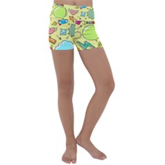 Cute Sketch Child Graphic Funny Kids  Lightweight Velour Yoga Shorts