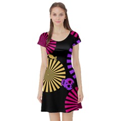 Seamless Halloween Day Of The Dead Short Sleeve Skater Dress by Pakrebo