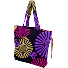 Seamless Halloween Day Of The Dead Drawstring Tote Bag by Pakrebo