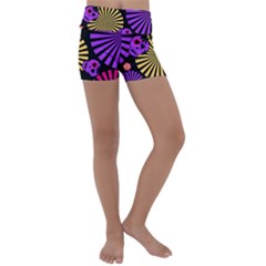 Seamless Halloween Day Of The Dead Kids  Lightweight Velour Yoga Shorts