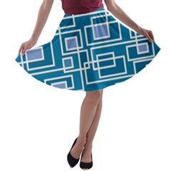 Geometric Rectangle Shape Linear A-line Skater Skirt by Pakrebo