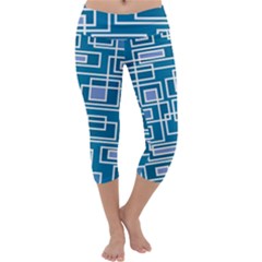 Geometric Rectangle Shape Linear Capri Yoga Leggings by Pakrebo