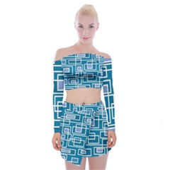 Geometric Rectangle Shape Linear Off Shoulder Top With Mini Skirt Set by Pakrebo