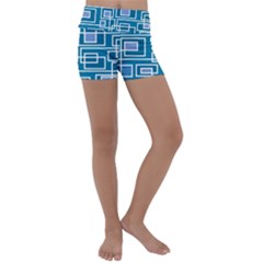 Geometric Rectangle Shape Linear Kids  Lightweight Velour Yoga Shorts by Pakrebo