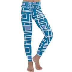 Geometric Rectangle Shape Linear Kids  Lightweight Velour Classic Yoga Leggings