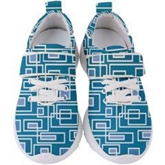 Geometric Rectangle Shape Linear Kids  Velcro Strap Shoes