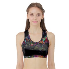 Grunge Paint Splatter Splash Ink Sports Bra With Border by Pakrebo