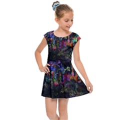 Grunge Paint Splatter Splash Ink Kids  Cap Sleeve Dress by Pakrebo